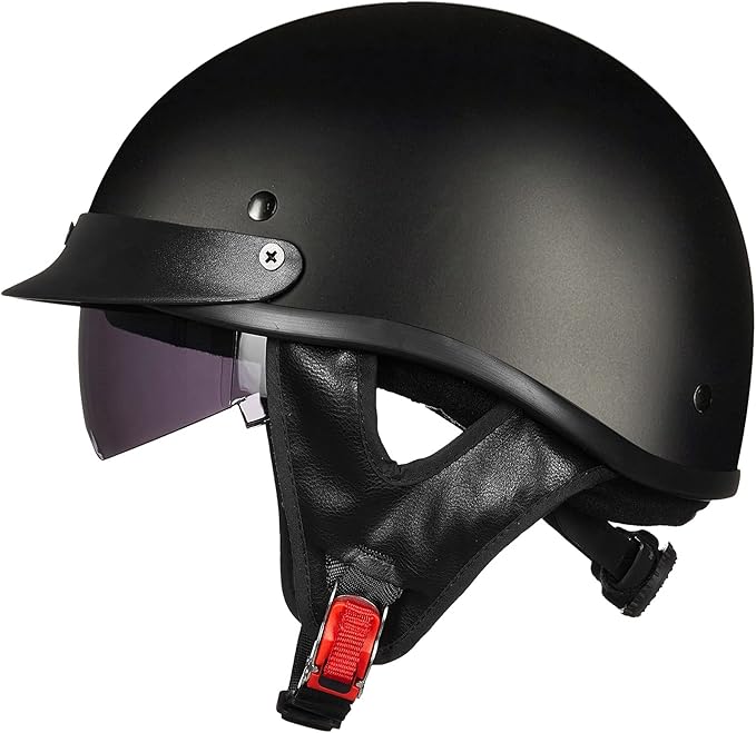 ILM Motorcycle Half Helmet 205V: Matte Black - DOT Certified