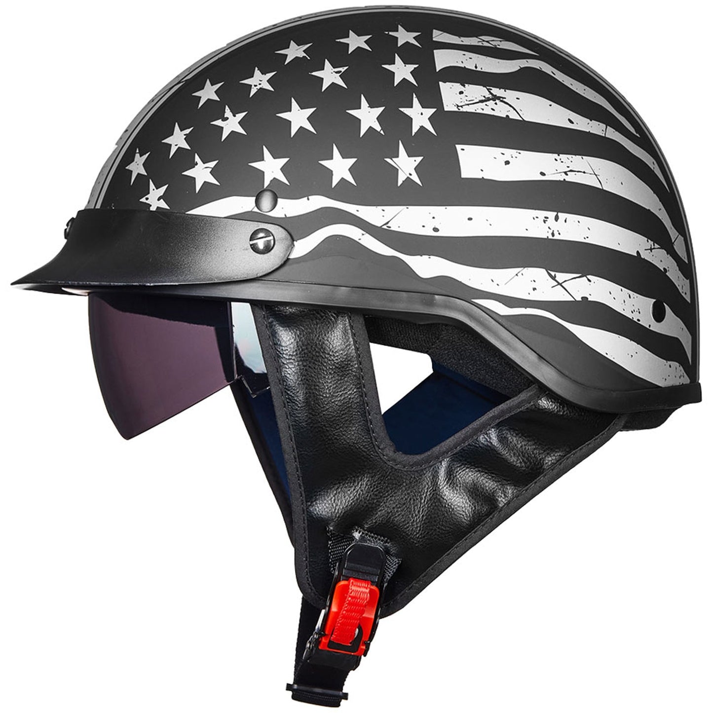 ILM Motorcycle Half Helmet 205V: Patriotic Flag - DOT Certified