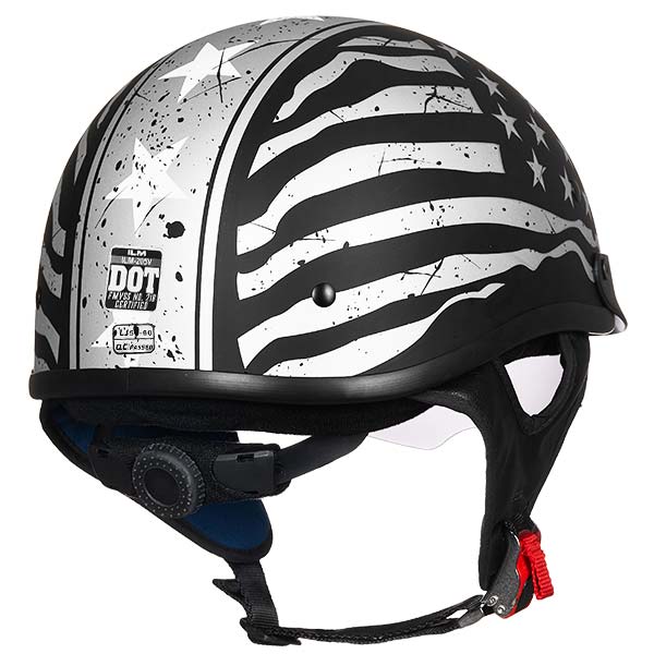 ILM Motorcycle Half Helmet 205V: Patriotic Flag - DOT Certified