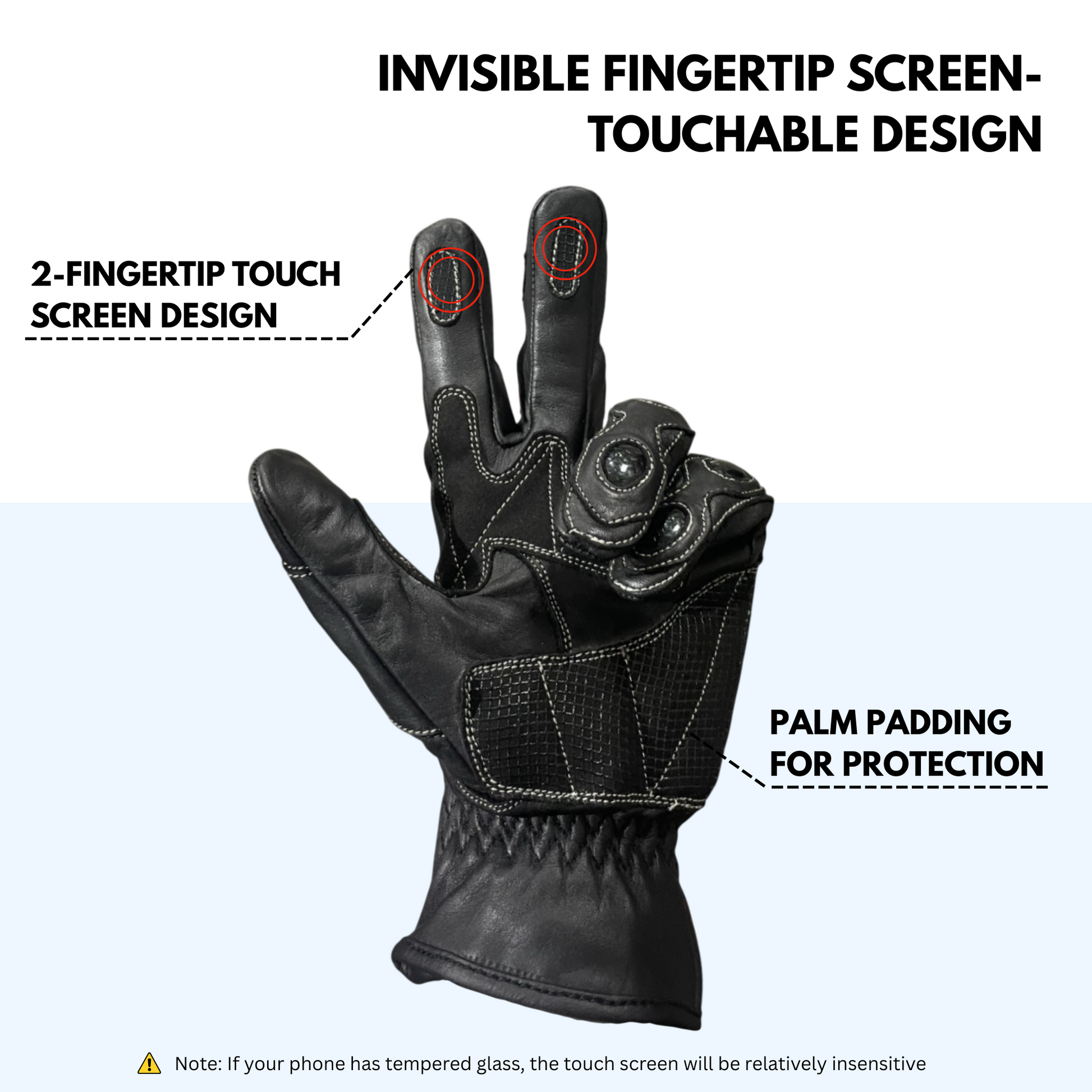 Journey Tech-Max Premium Leather Men's Breathable Touchscreen Motorcycle Gloves