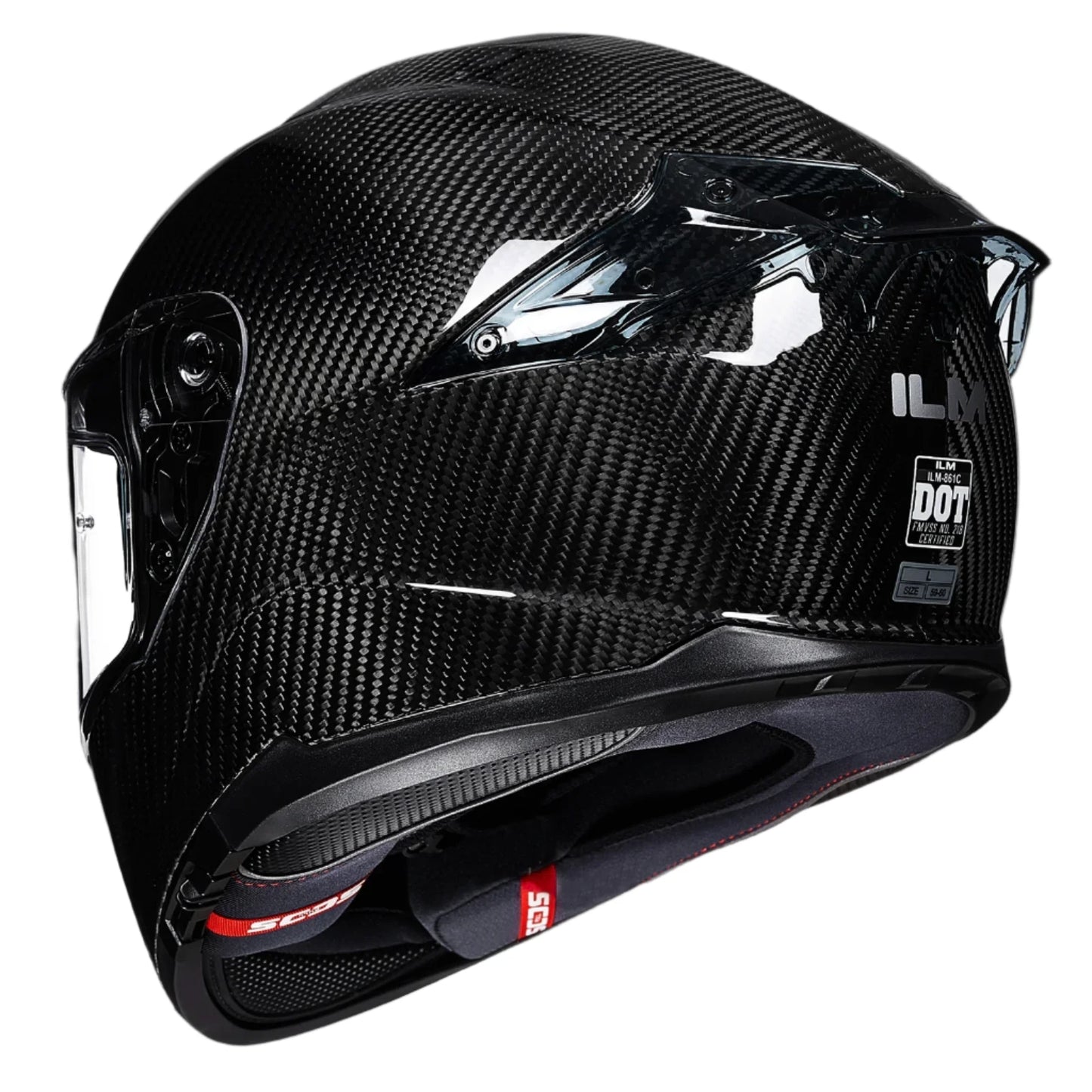 ILM Motorcycle Full Face Helmet 861C: Carbon Black - Lightweight, Carbon Fiber, Dual Visor - DOT Certified