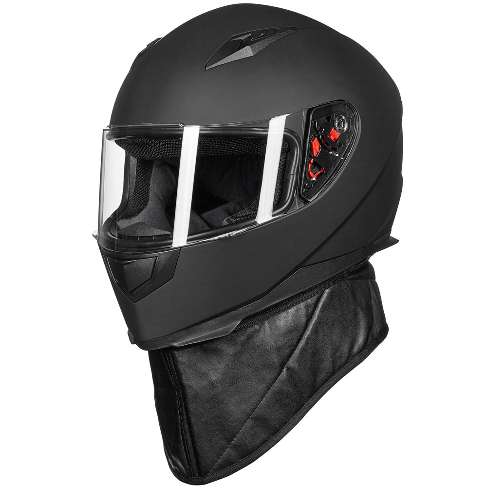 ILM Full Face Motorcycle Street Bike Helmet with Neck Scarf + 2 Visors JK313