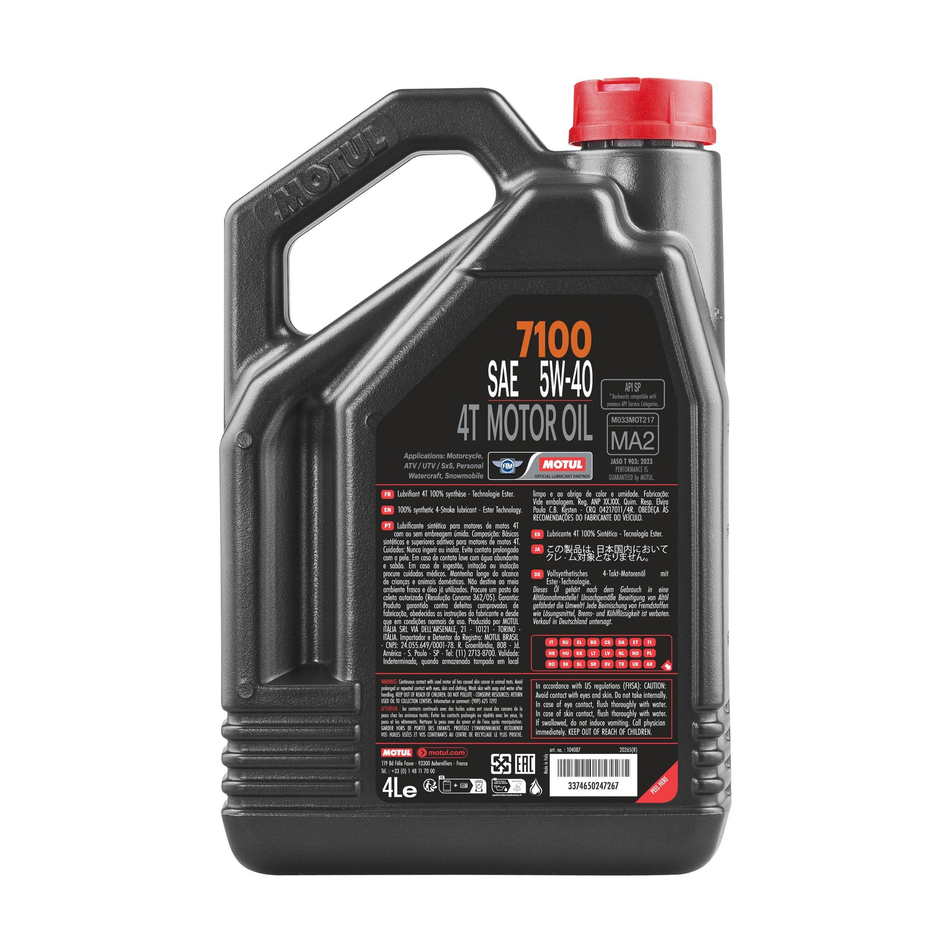 Motul 7100 5W40 100% Synthetic Motor Oil