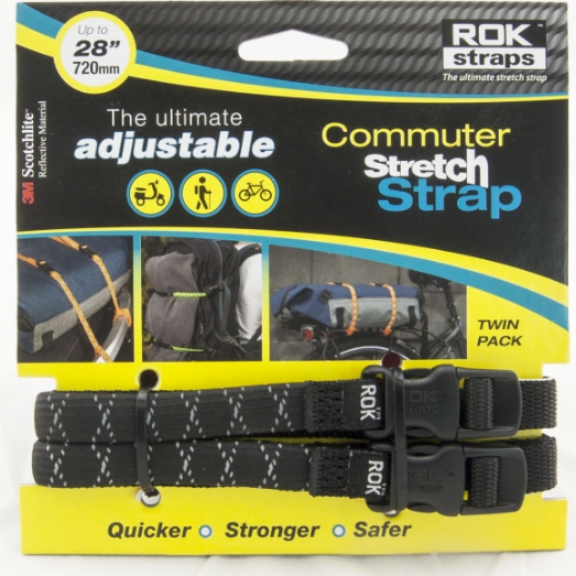 Rok Straps Adjustable Commuter Stretch Strap Twin Pack - 28" length