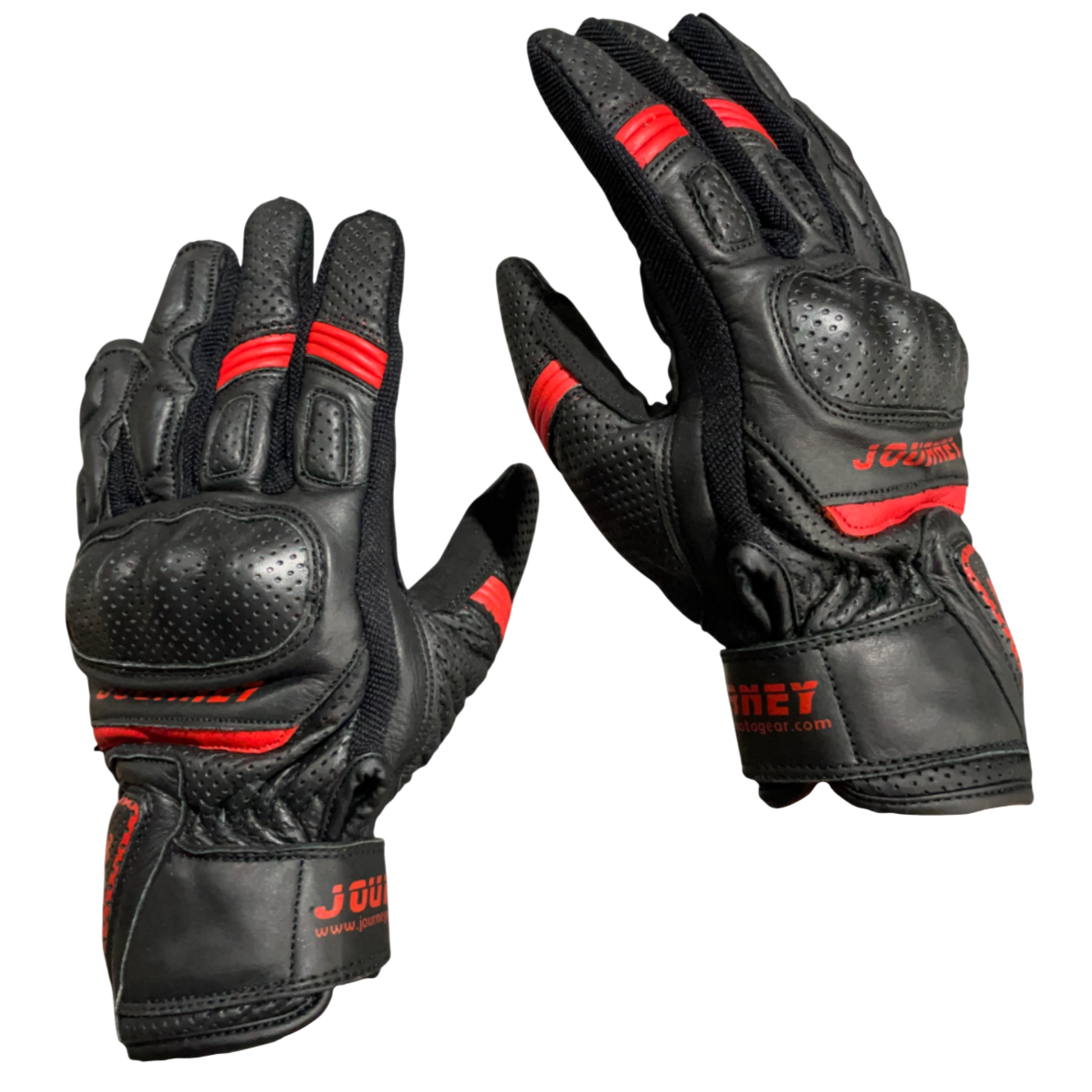 Journey Tech-Vent Premium Leather Men's Breathable Touchscreen Motorcycle Gloves