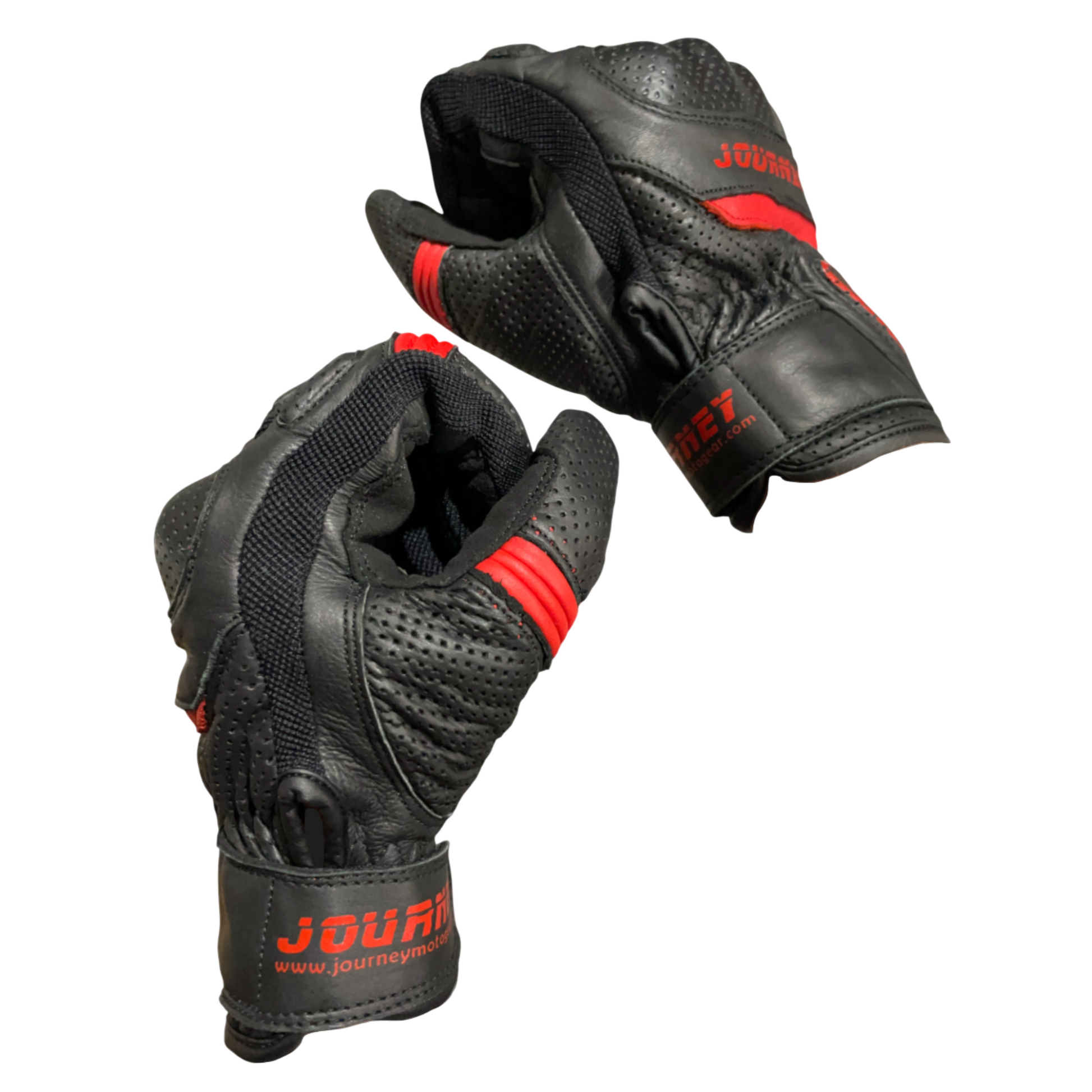 Journey Tech-Vent Premium Leather Men's Breathable Touchscreen Motorcycle Gloves