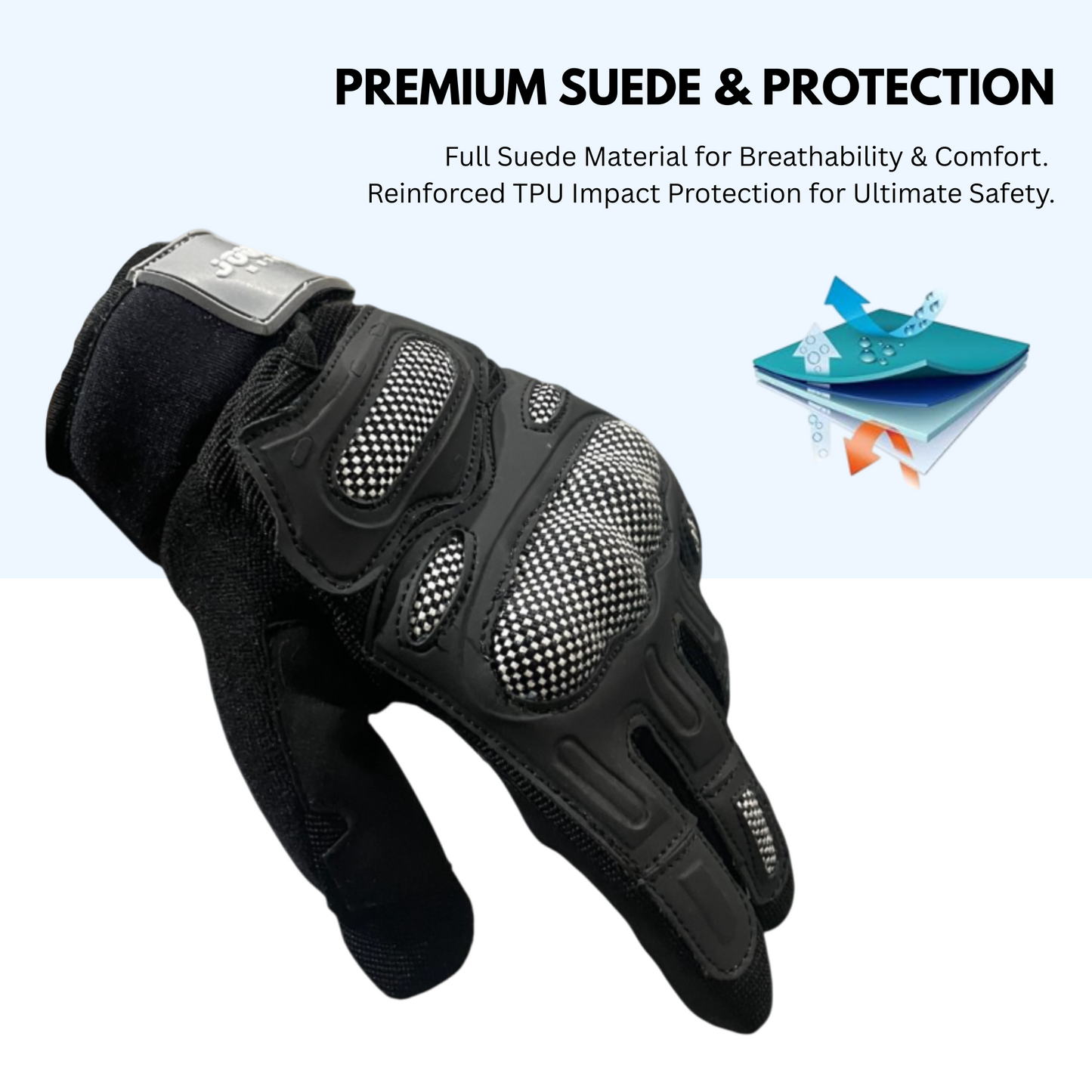 Journey Tech-Vent Max Men's Breathable Touchscreen Motorcycle/Bicycle Gloves