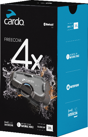 Cardo Freecom 4X Bluetooth Headset Single up to 2 Riders, JBL Audio