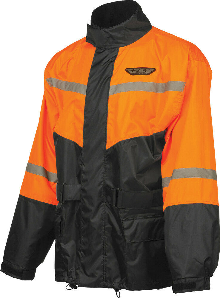 Fly Racing All-Weather Rain Suit Waterproof & Reflective Trim - 2 Piece - Black/Hi Vis - LG