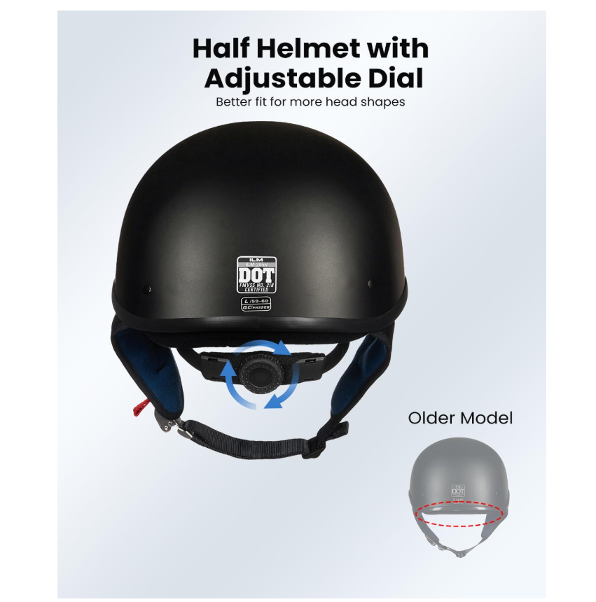 ILM Motorcycle Half Helmet 205V: Patriotic Flag - DOT Certified