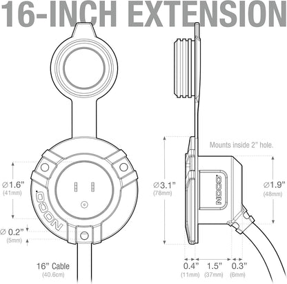 NOCO Genius AC Port Plug with 16in Extension Cord