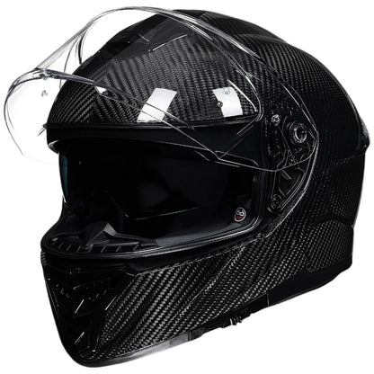 ILM Motorcycle Full Face Helmet 861C: Carbon Black - Lightweight, Carbon Fiber, Dual Visor - DOT Certified