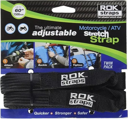 Rok Straps Adjustable Motorcycle/ATV Stretch Strap Twin Pack - 60" length