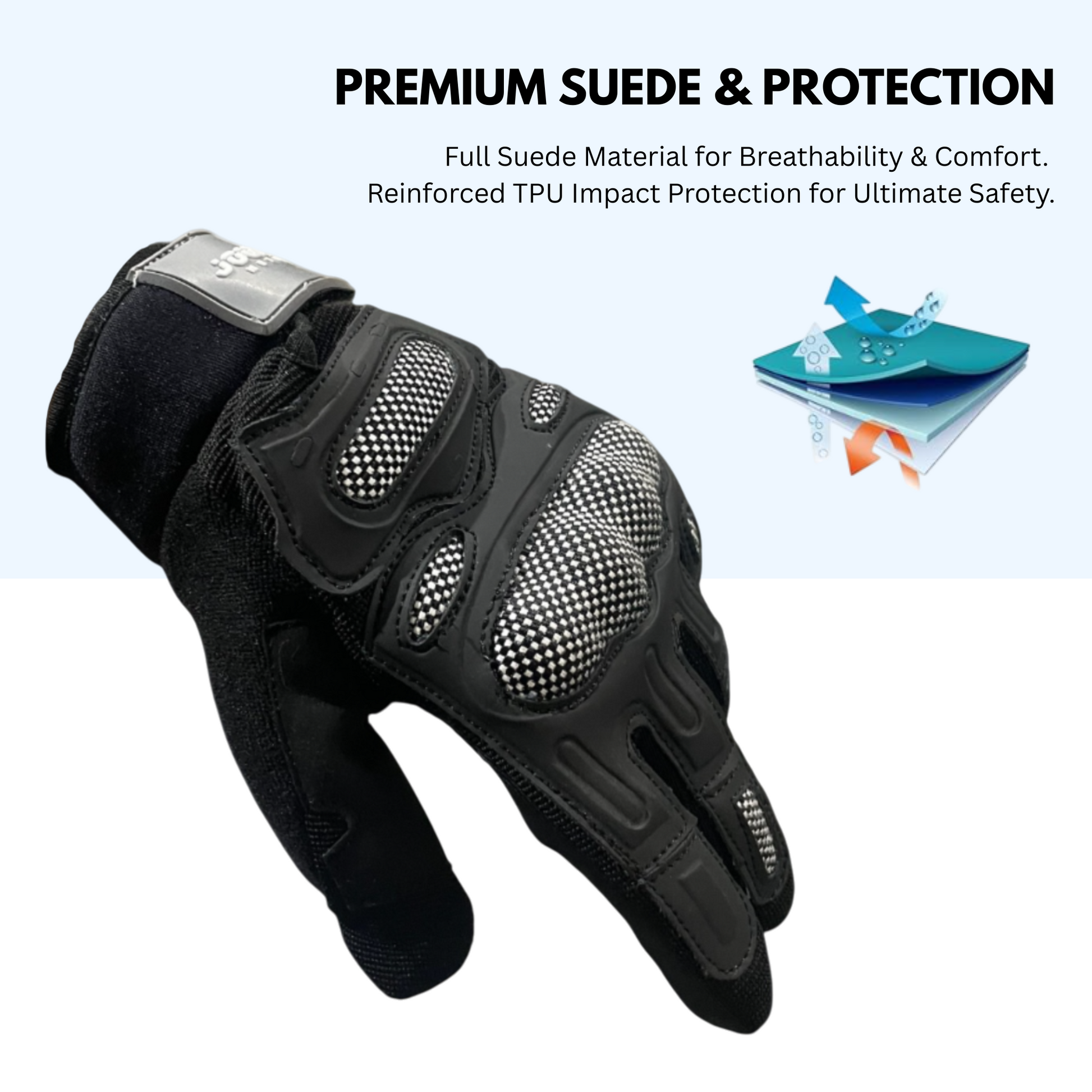Journey Tech-Vent Max Men's Breathable Touchscreen Motorcycle/Bicycle Gloves
