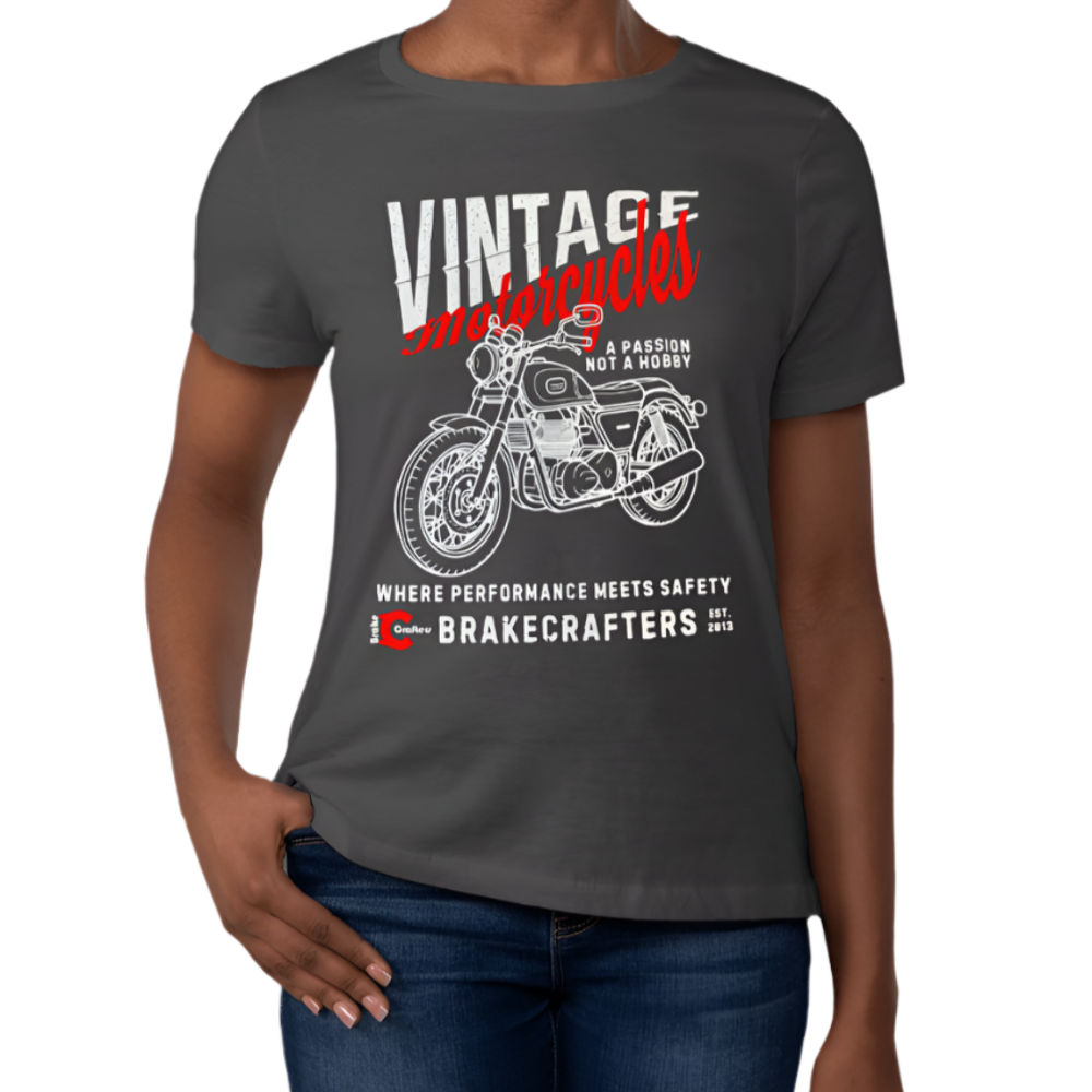 Brakecrafters Vintage Motorcycle T-Shirt for Women - Limited Edition Small