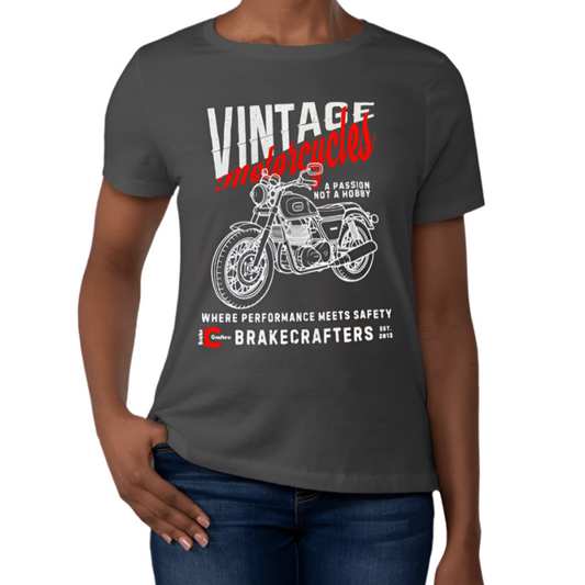 Brakecrafters Vintage Motorcycle T-Shirt for Women - Limited Edition Small