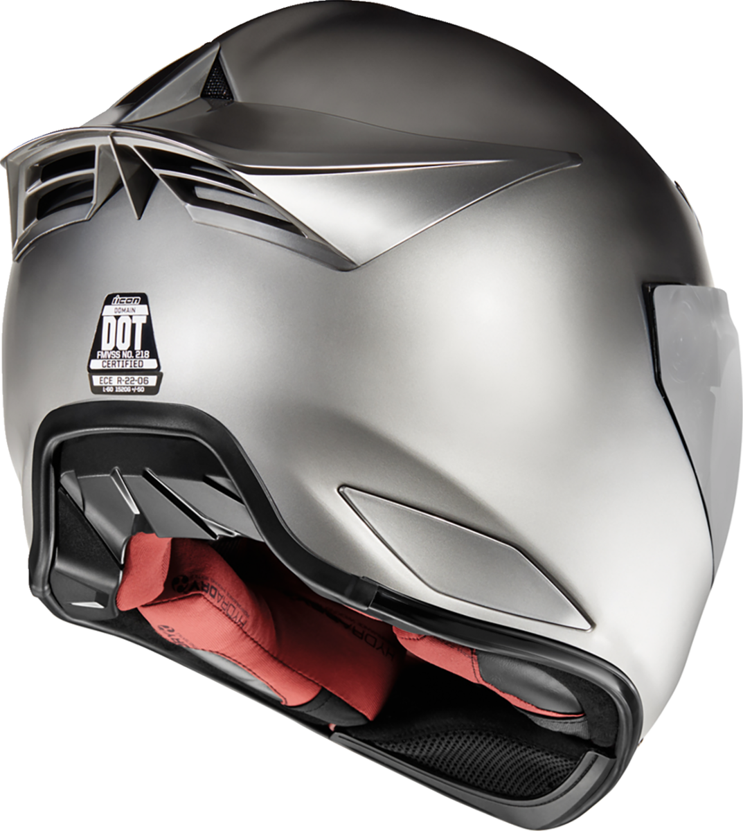 ICON Domain Cornelius helmet silver backside view