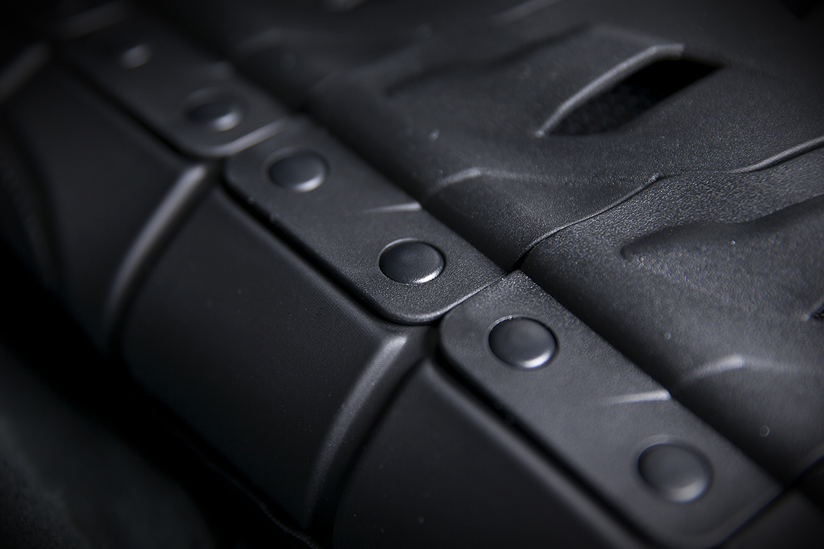 Close-up of a ICON Regulator D3O Stripped Vest