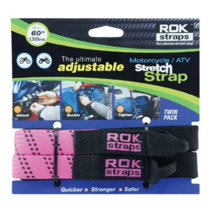 Rok Straps Adjustable Motorcycle/ATV Stretch Strap Twin Pack 60" length