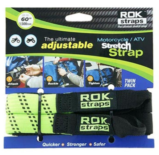 Rok Straps Adjustable Motorcycle/ATV Stretch Strap Twin Pack 60" length