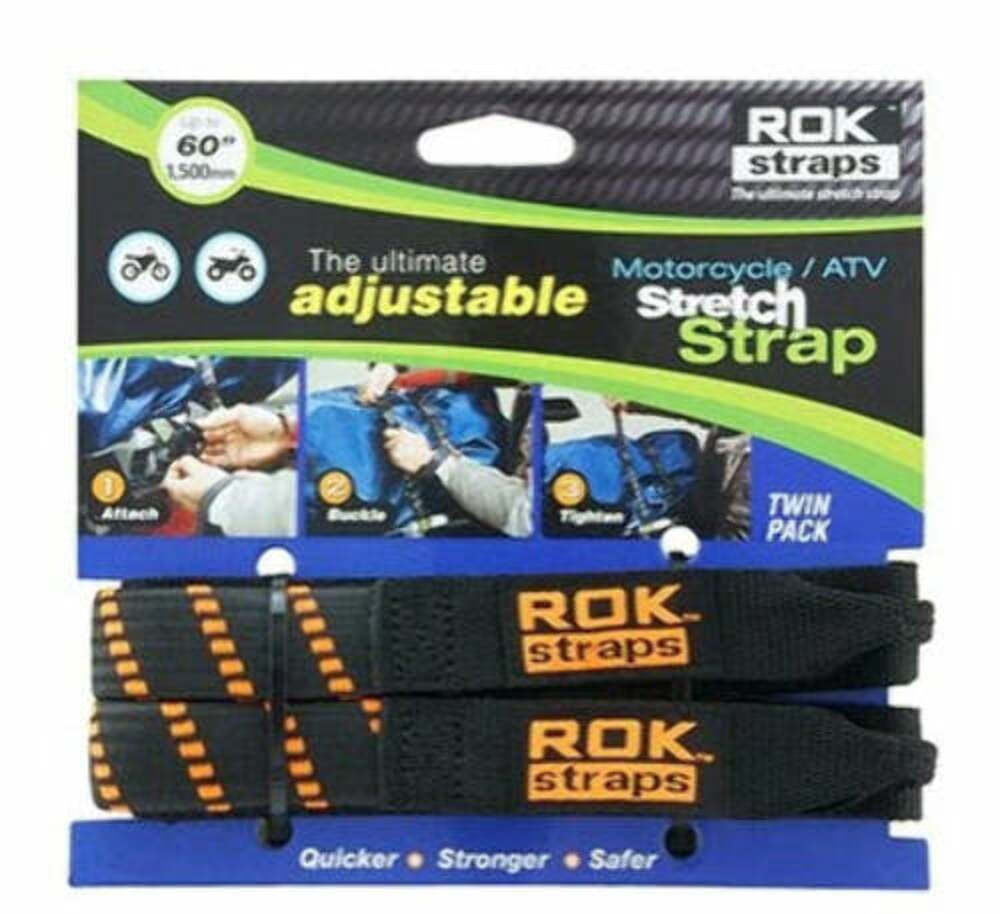 Rok Straps Adjustable Motorcycle/ATV Stretch Strap Twin Pack 60" length