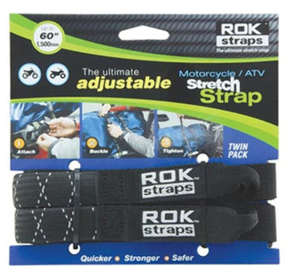 Rok Straps Adjustable Motorcycle/ATV Stretch Strap Twin Pack 60" length