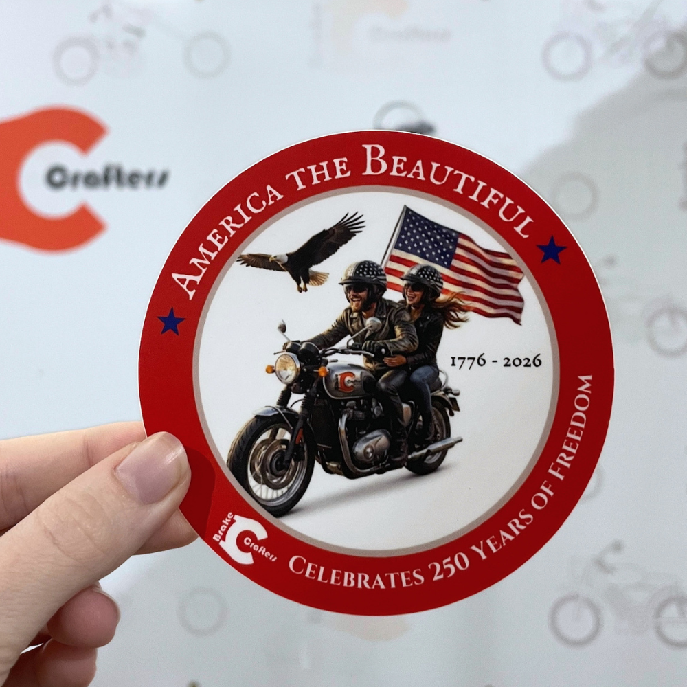 BrakeCrafters "America The Beautiful" Patriotic Sticker Waterproof - 4" x 4"